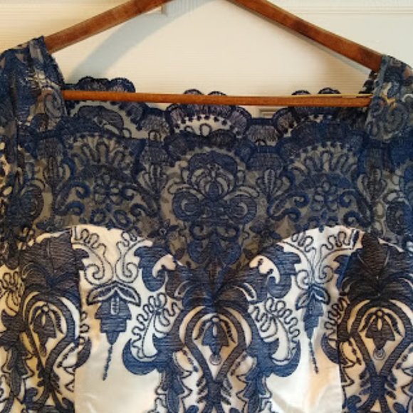 Chi Chi London Dresses & Skirts - Lacy cream and blue cocktail dress